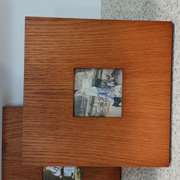 Wood Frames 3X3 Vintage Fetco Latte Veneer Good Condition Dark Oak look - Picture 2 of 8